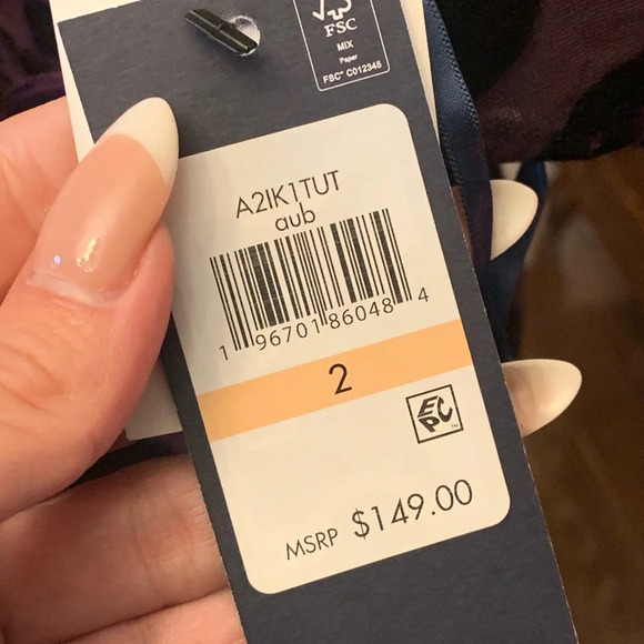 Tommy Hilfiger Purple Velvet Polka Dot Faux Wrap dress NWT 2 - Picture 4 of 6